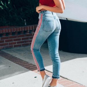 REVICE Blue Jeans with Red Stripe